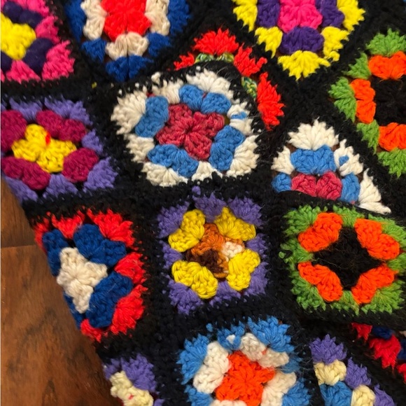 Vintage Crochet Throw Blanket 71” X 45” Colorful - Picture 4 of 7
